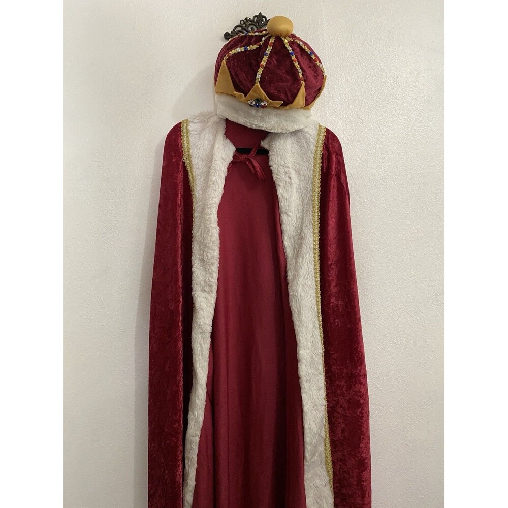 Rubie’s King Costume One Size Fits Most Red Velvet Cape Crown Hat Cosplay Loc M
